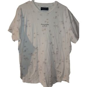 🦄Abercrombie & Fitch White Star Print Tee Size XXL 27" Pit